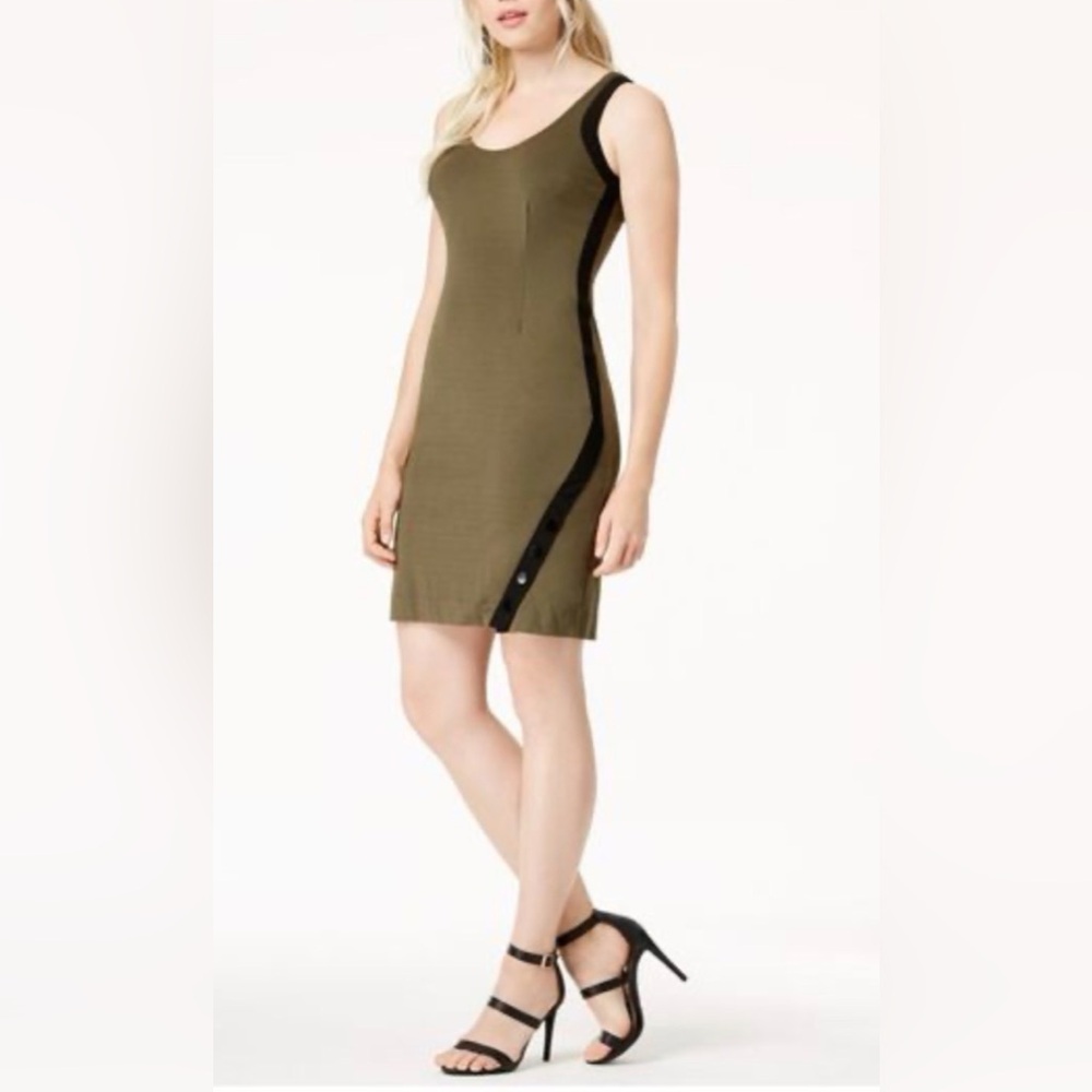 3 Bar III Olive Dress with Black Accents